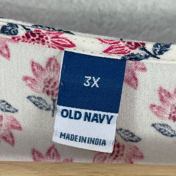 Old Navy Womens Plus 3X Elbow Length Split Neck Floral Poet Swing Blouse Shirt - Picture 5 of 12